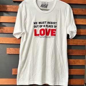 NWOT Gilt Together We Rise White Graphic T-Shirt size Large